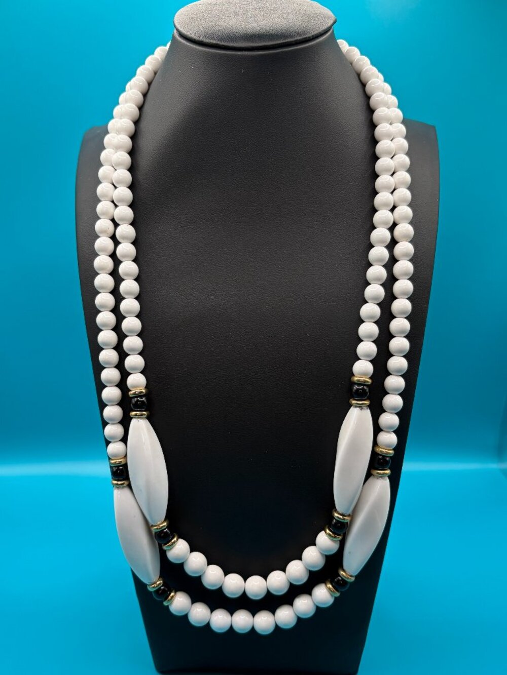 White and Black Beaded Necklace
